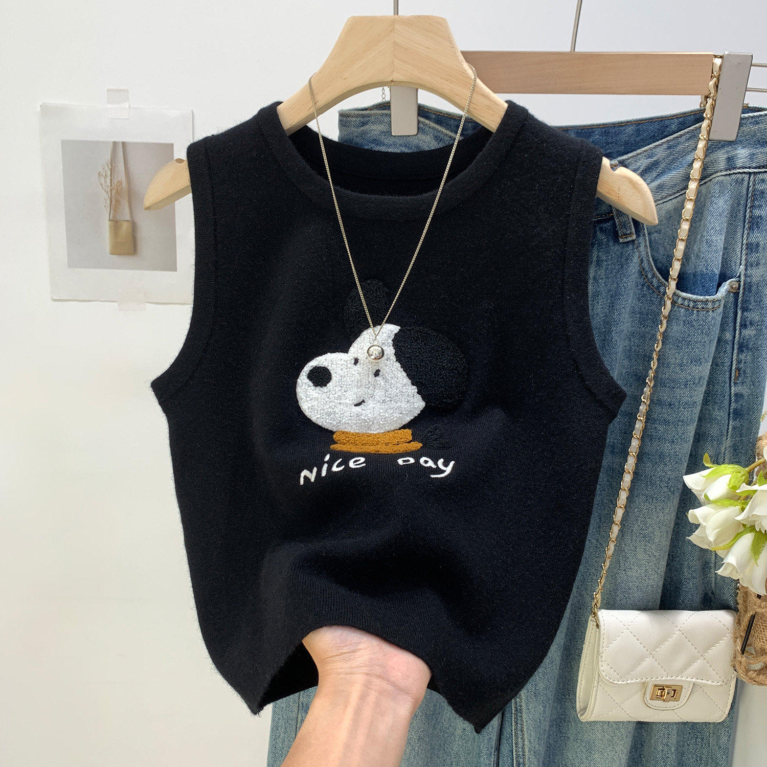 巨好看可爱小狗无袖针织