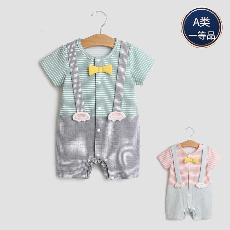 婴儿衣服夏装男纯棉超薄款哈衣三四五六七八个月宝宝连体衣服夏季