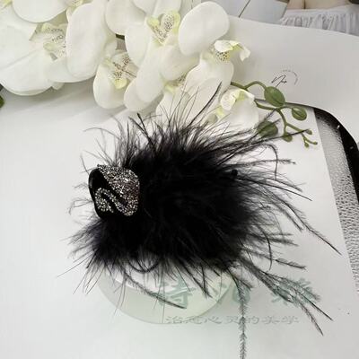 【下单立减50】新款小天鹅羽毛抓夹丸子手工毛绒创意时尚饰品_jh