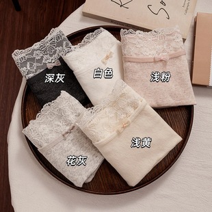 蕾丝蝴蝶结少女内裤 法式 透气抗菌加长裆亲肤_WH 下单立减50