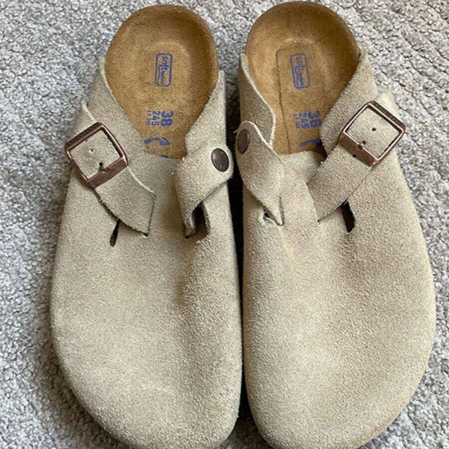 2025年新款春季勃肯鞋真皮扣带舒适休闲博肯经典包头拖鞋软木女鞋