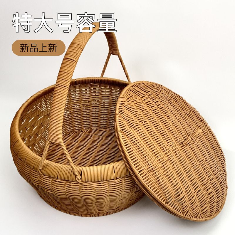 新款特大号圆形拜祖宗篮子手工编织