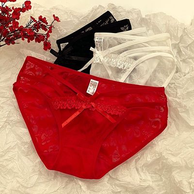 2026爆款喜孕娇结婚红色本命年中低腰抑菌网纱镂空女士内裤纯欲火