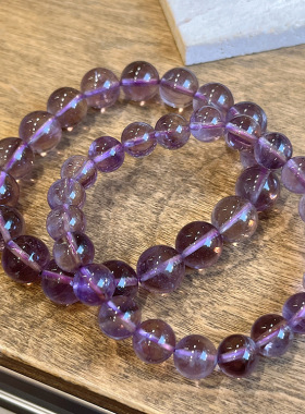 天然浅紫水晶手串巴西紫晶单圈手链冰透紫色水晶简约时尚饰品