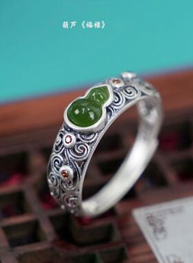 招财福禄平安葫芦戒指女复古做旧开口指环中国民族风古风饰品