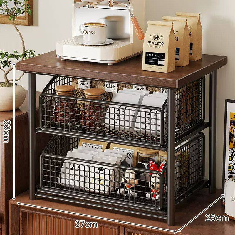 桌面置物架咖啡机抽屉式置物架吧台餐桌柜咖啡茶包水杯架子收纳盒,收纳整理,收纳柜,淘宝优惠券,粉丝福利购,淘宝优惠卷