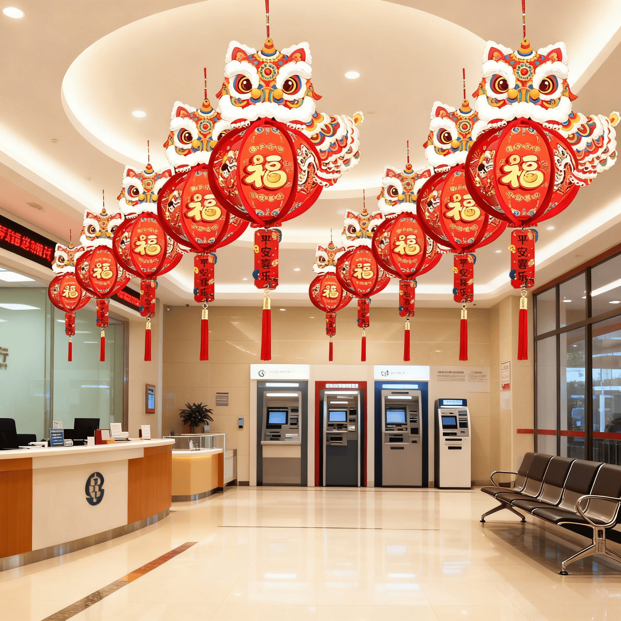 开门红职场布置2026年商铺灯笼银行厅堂新年挂饰保险公司氛围装饰