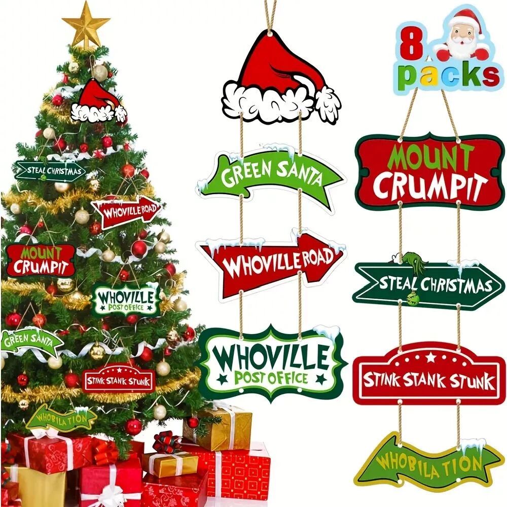 8 Pack Christmas Whoville Tree DecorationsXmas Large Christ