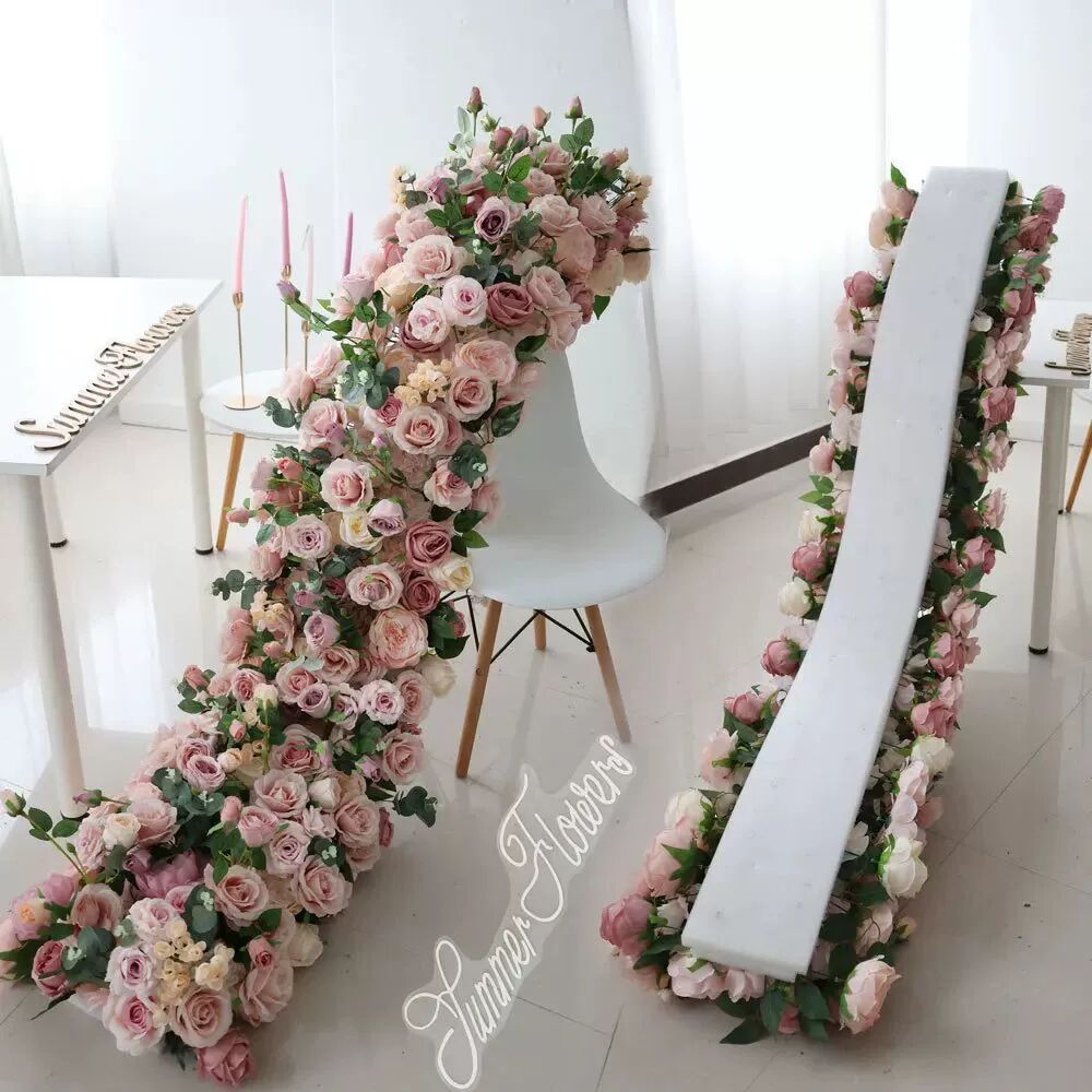 2m Luxury Artificial Flowers Wedding Decoration Table Long R