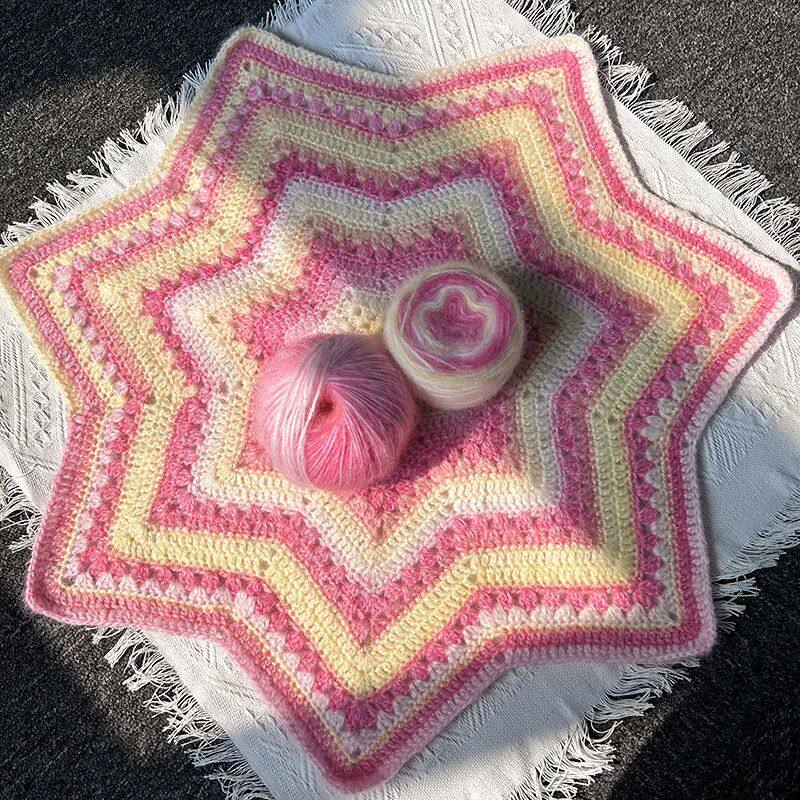 新款渐变毛线马海毛股鹿绒DIY柔软段染披肩手工蛋糕围巾毛衣编织