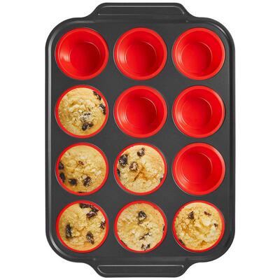 Silicone Muffin Pan with Metal Frame 1 Count 12 grid Egg