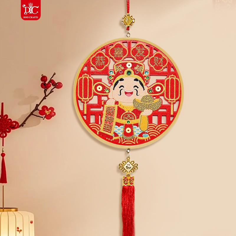 DC/蒂彩【恭喜发财】财神钻石画手工DIY粘画十字绣年货喜庆挂件图片