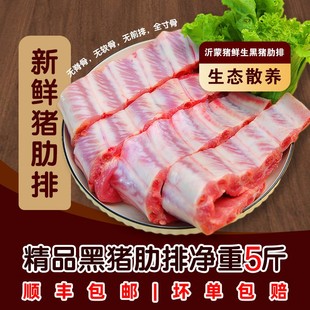 千喜隆精品黑猪肋排净重五斤顺丰散养黑毛土猪精排多肉鲜美猪排骨