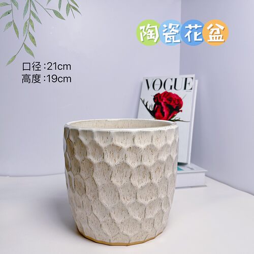 陶瓷花盆水波纹大号口径21高度19分蝴蝶兰君子兰大花惠兰发财树