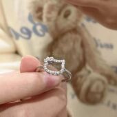 3时尚 简约可爱甜美日韩kt猫戒指卡通软妹指环闺蜜简约送女友