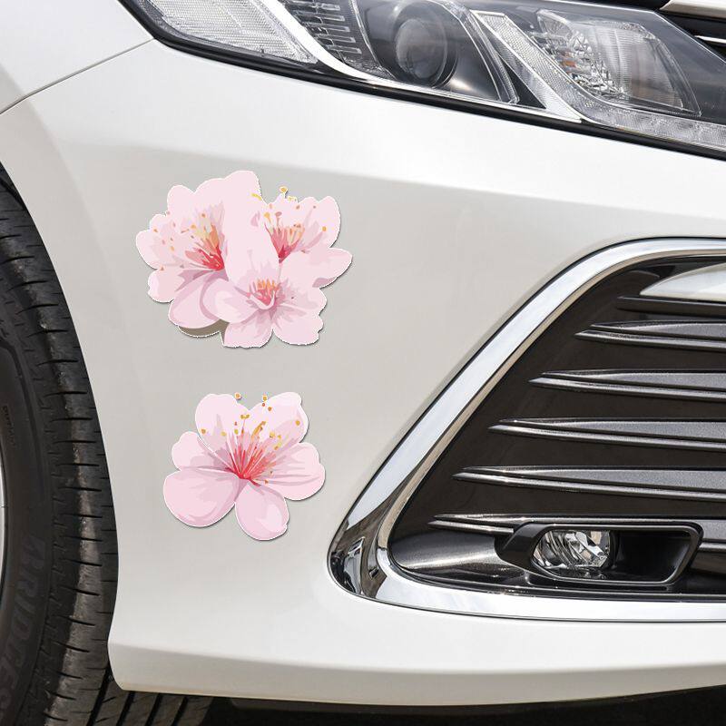 粉色樱花创意车贴汽车保险杠划痕遮挡电动车车身个性装饰