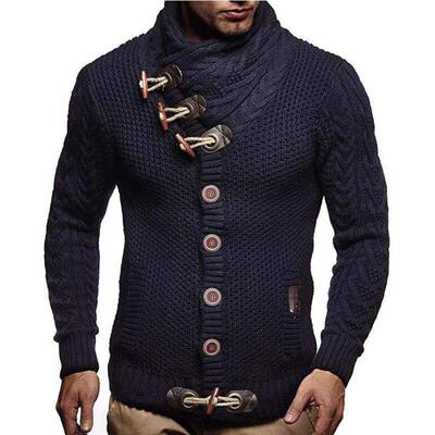 Men'S Knitted Turtleneck Jacket Winter Cardigan Sweaters