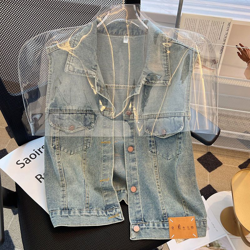 2023夏季新款牛仔马甲女背心无袖外套韩版气质宽松百搭叠穿上衣潮