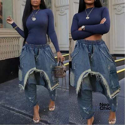 Glamour Women's Fashion Distinctive Distressed Scrub Ripped