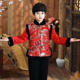 儿童拜年服男童唐装加厚中国风外套孩过古汉冬
