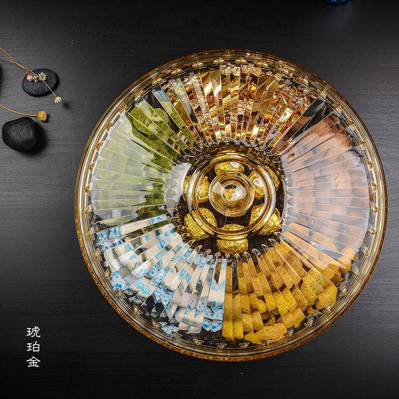 大号分格带盖新年水果盘干果盘糖果盒透明塑料琥珀金色防潮糖果盘,餐饮具,果盆/果盘/果篮,淘宝优惠券,粉丝福利购,淘宝优惠卷