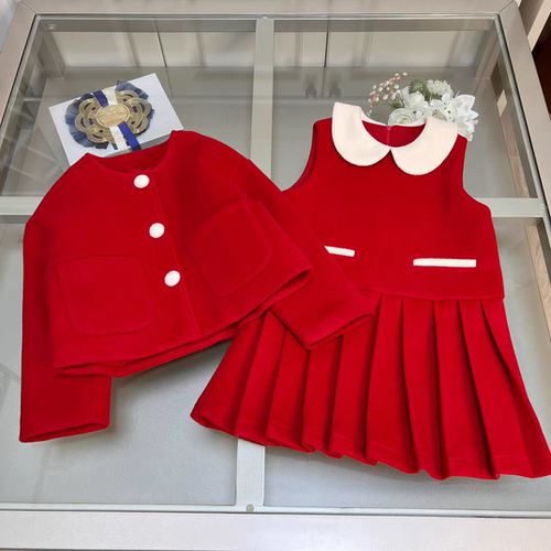 女童小香风套装新年服二件套韩版