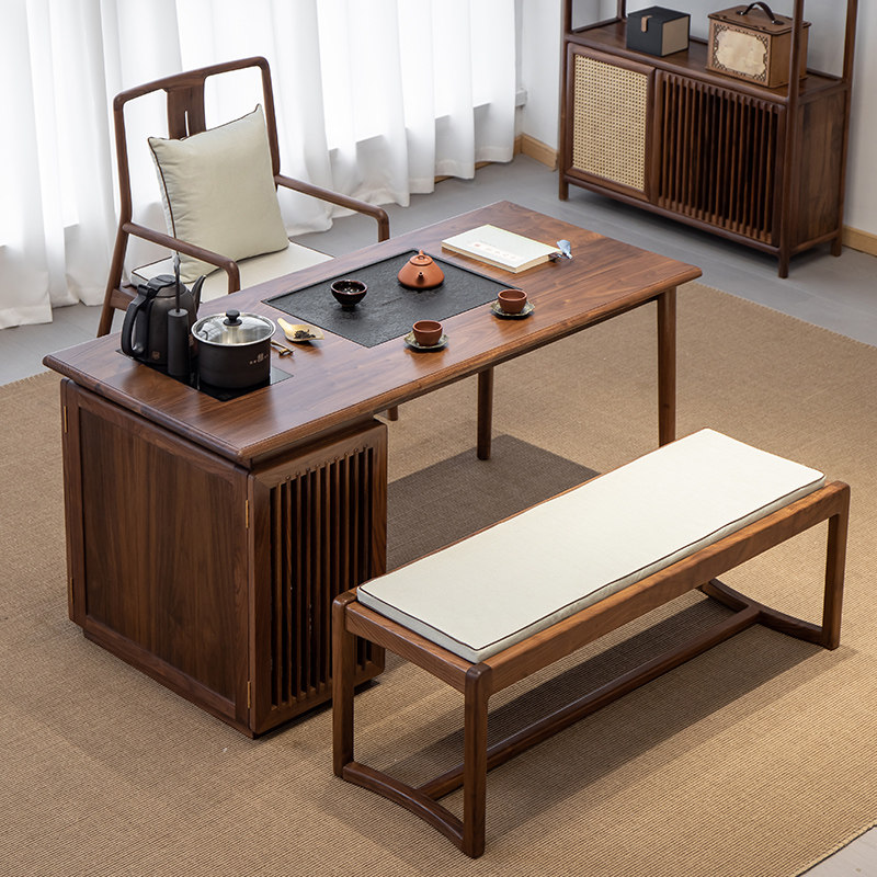 新中式茶桌椅组合茶馆办公室禅意功夫茶台北美黑胡桃木喝茶阳台桌,住宅家具,家用茶台/茶桌,淘宝优惠券,粉丝福利购,淘宝优惠卷