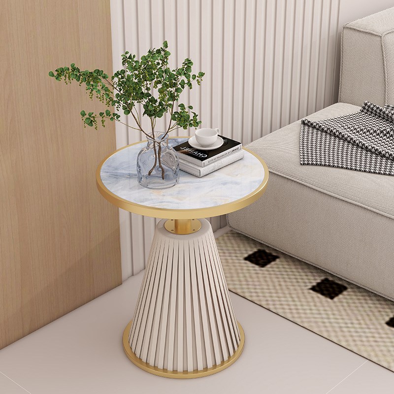 轻奢创意客厅沙发茶几边几简约z现代奶油风岩板角几阳台高级小圆