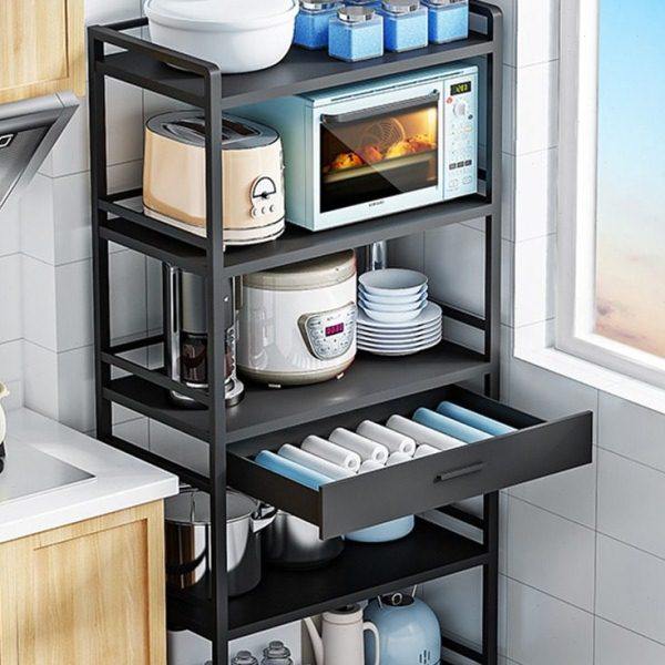 厨房置物架带抽屉落地式多层微波炉架可移动不锈钢烤箱收纳放锅架,厨房/烹饪用具,微波炉置物架,淘宝优惠券,粉丝福利购,淘宝优惠卷