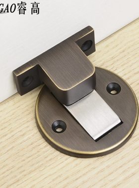 睿高全铜地板吸隐形强磁卫生间室内卧室木门碰阻黑色金色灰色门吸