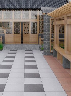 地铺石室外庭院地砖仿花岗岩PC砖生态厚砖18mm600x600地铺石瓷砖