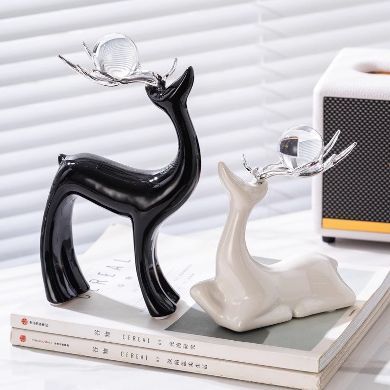 福鹿装饰摆件轻奢高级感客u厅玄关桌面酒柜装饰摆件电视柜乔迁礼