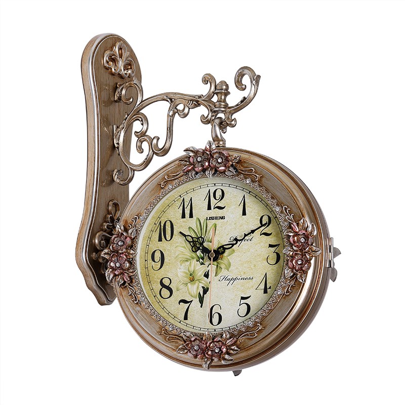 双面挂钟静音客厅创意钟表现代A覆古家用时钟简约两面个性欧式挂