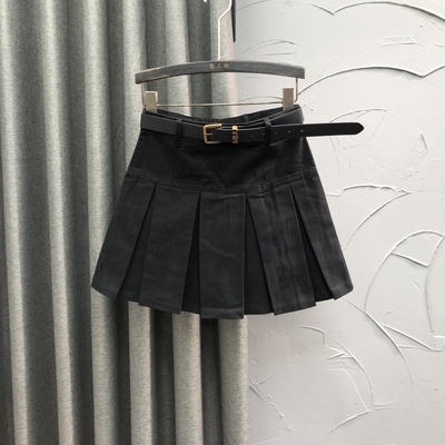 黑色高腰显瘦牛仔短裙女夏天新款时尚洋气减龄A字百搭半身百褶裙