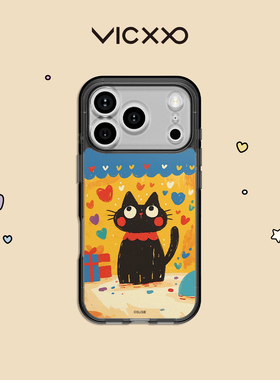 韩国VICXXO SUSIE 爱心黑猫 TTIBU TTIBU手机壳适用苹果16/17promax/pro卡通图案粘贴背板可替换手机壳磁吸