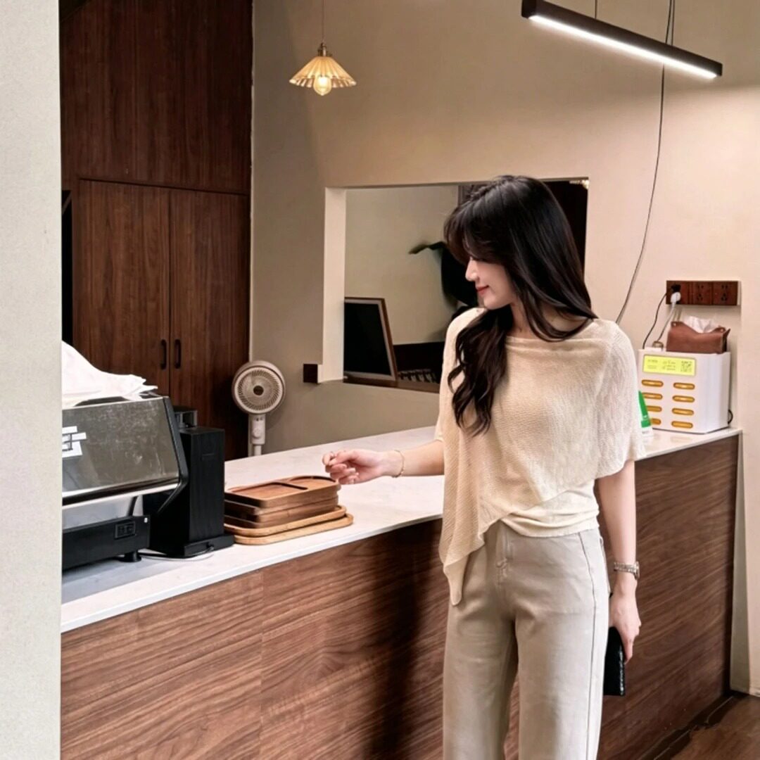 夏季韩系不规则显瘦针织上衣