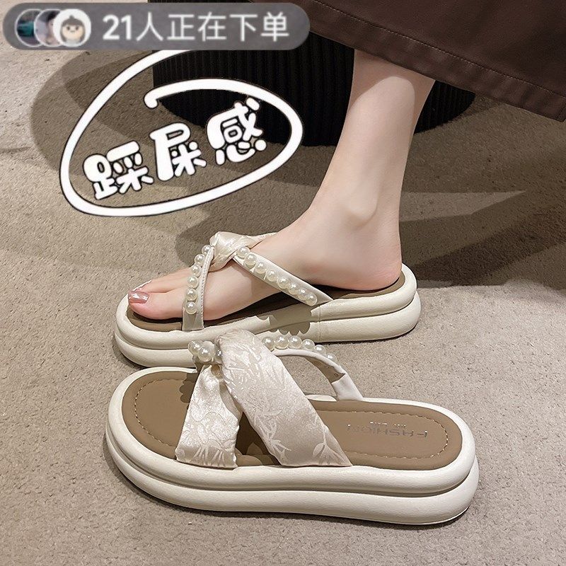 国风配裙子凉拖鞋女夏外穿2025新款软底不累脚孕妇鞋34码沙滩凉鞋,女鞋,沙滩鞋,淘宝优惠券,粉丝福利购,淘宝优惠卷