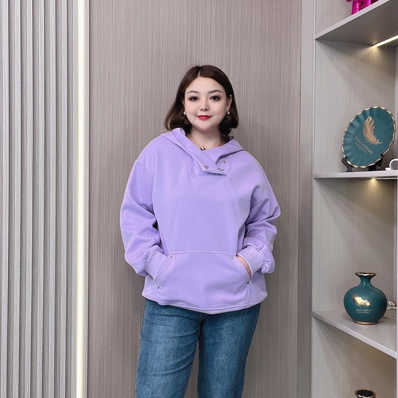 连帽卫衣女外套2023秋季新款大码女装胖mm宽松遮肚显瘦时尚上衣服,女装/女士精品,常规大码外套,淘宝优惠券,粉丝福利购,淘宝优惠卷