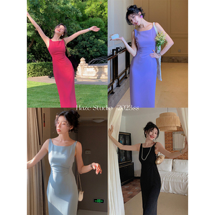 Haze禾枝《瑞秋的衣橱》气质吊带背心连衣裙女修身设计感裙子夏季