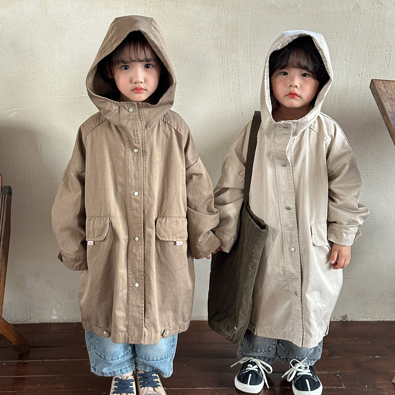 儿童外套中长款男童秋装女童连帽风衣2023新款春秋季洋气宝宝上衣,童装/婴儿装/亲子装,普通外套,淘宝优惠券,粉丝福利购,淘宝优惠卷
