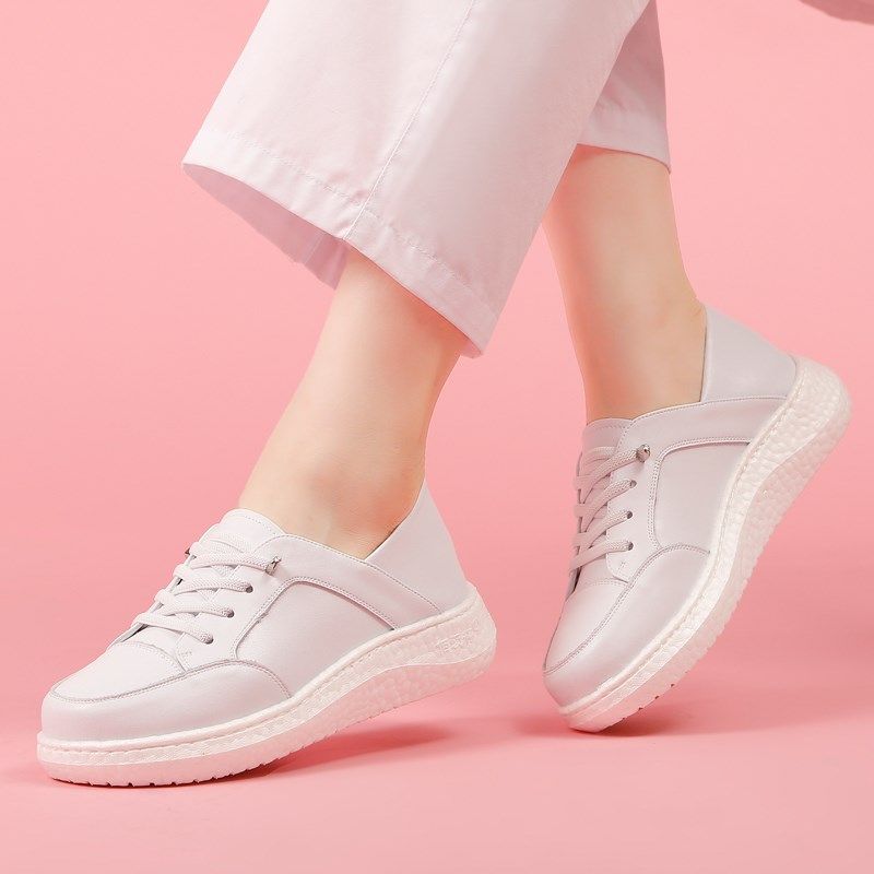 爆米花护士鞋真皮女白色春秋季新款舒适软底防滑不累脚平底小白鞋,女鞋,深口单鞋,淘宝优惠券,粉丝福利购,淘宝优惠卷
