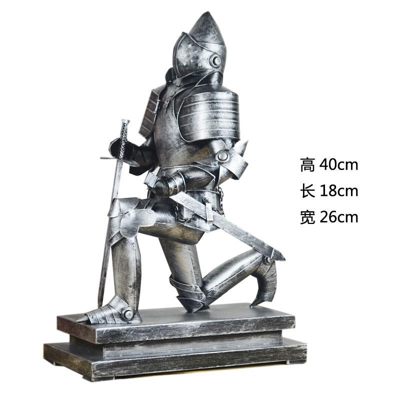 复古罗马武士摆件铁皮铠甲勇士模型摄影道具铁艺家居软装饰品