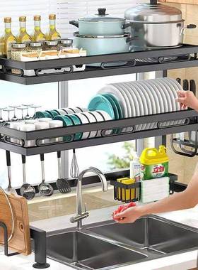 厨房水槽置物架台面碗盘收纳架多功能洗碗架水池上放碗碟架沥水架