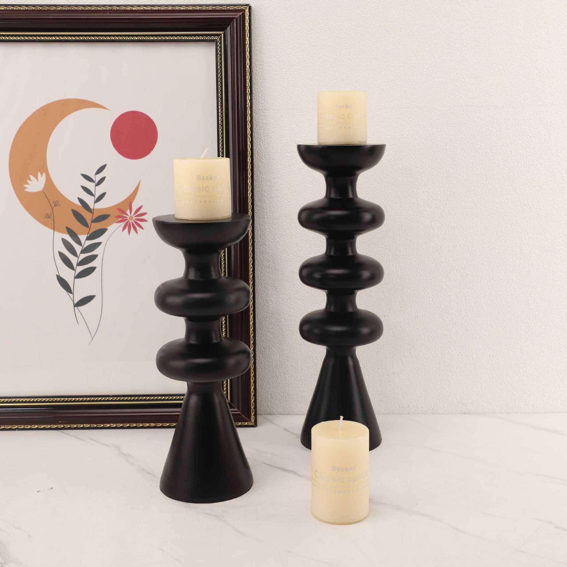 简约现代轻奢创意树脂蜡烛台摆件客厅茶几样板房书房家居软装饰品