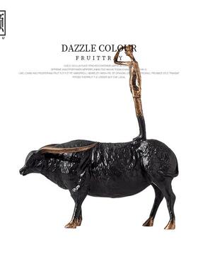 左顾简约家居新中式放牛人物摆件样板房间书房桌面电视柜软装饰品