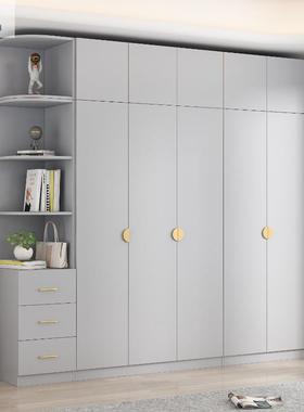 现代简约实木衣柜奶油风对开门主卧卧室多功能组装衣橱双开门衣柜