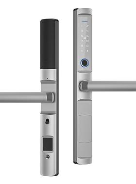 防水指纹锁断桥铝纱窗门矮把手密码锁双层门庭院门铝合金门智能锁