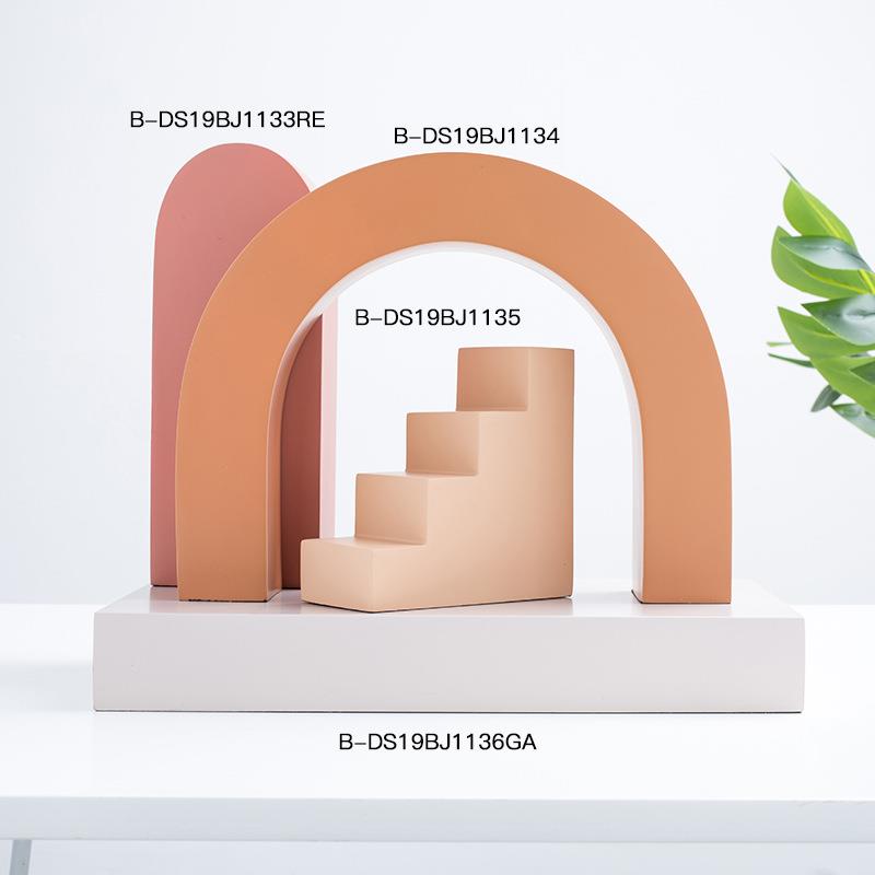 大千现代积木几何体色彩黑白创意树脂摆件家居橱窗摆设黑白配色