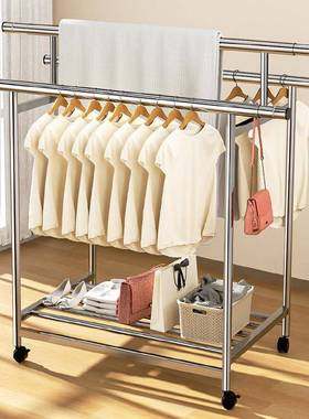 落地玄关挂衣架阳台晾衣架室内家用简易晒衣架卧室加厚移动衣帽架