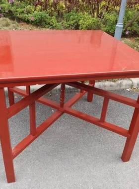 7K实木铁红八仙桌农村仿古折叠拆卸原木正方形中式餐桌拜拜供桌儿